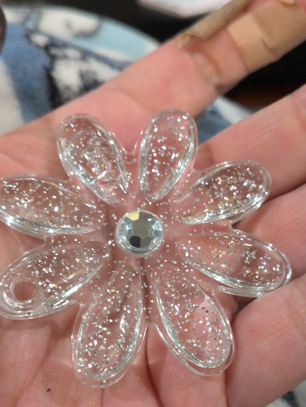 Coach Daisy Clear Glitter Acrylic Hangtag Bag Charm Y2K